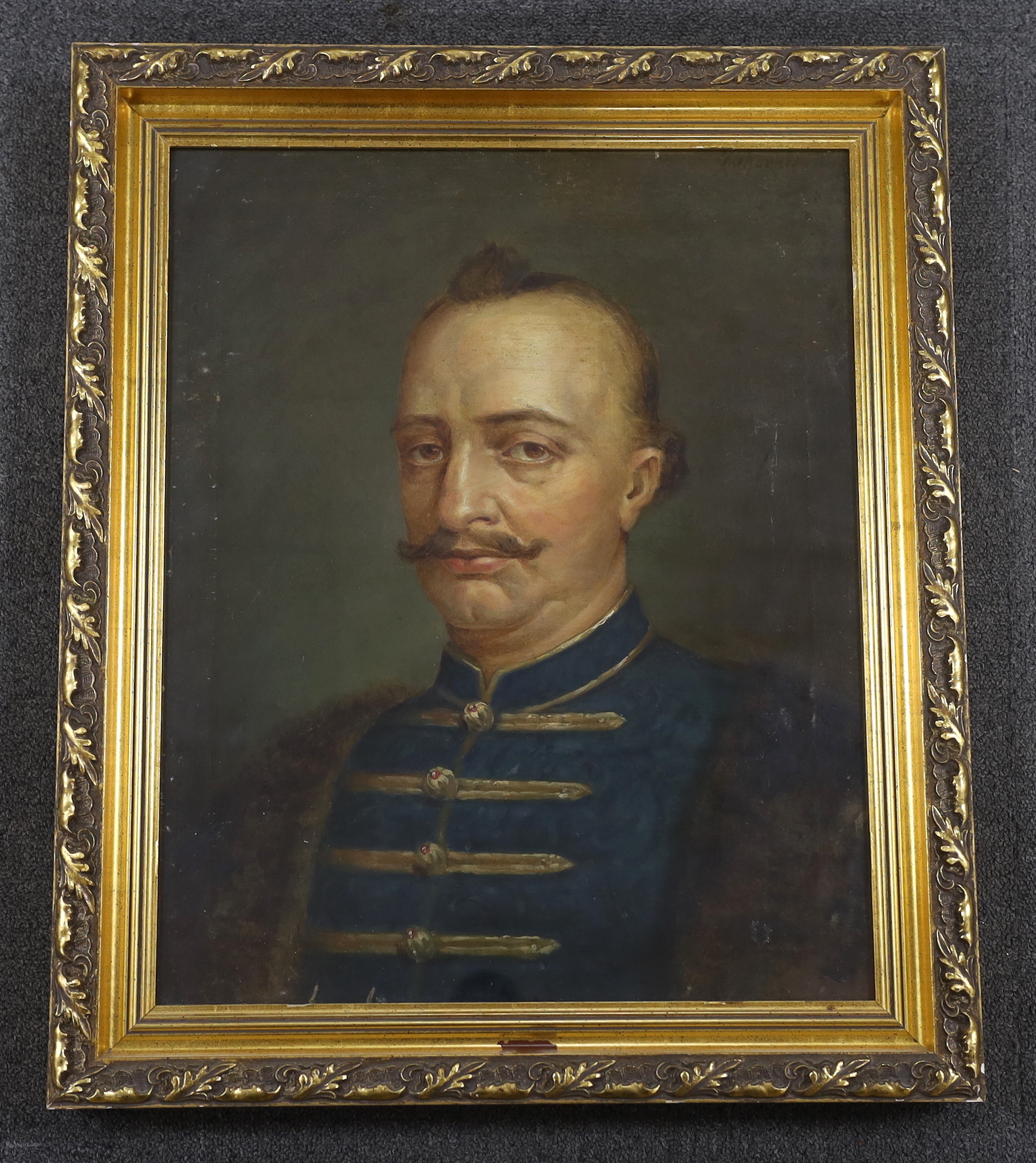 Janos Zahorai (Hungarian 1835-1909), oil on canvas, Portrait of Emeric Thokoly, signed, inscribed labels and inscriptions verso, 50 x 40cm